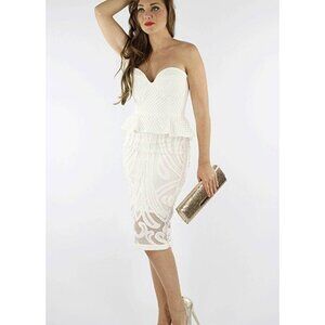 Forever Unique Virgo Sweetheart Peplum Crochet Midi Dress